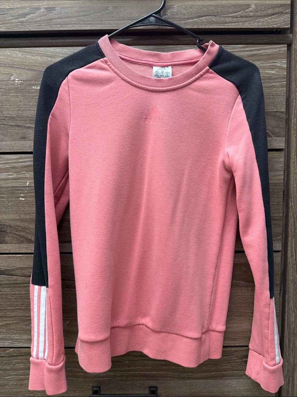 adidas Pink and Black Long-Sleeve Crewneck Sweatshirt